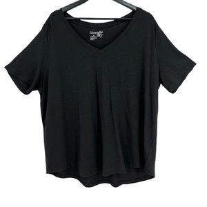 Women's Plus Size V Neck T-shirt BLACK Super Soft Curved Hem Terra & Sky NEW
